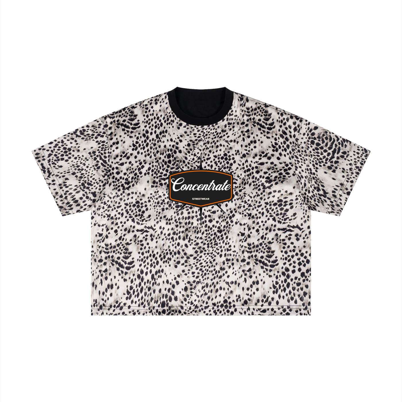 Concentrate Streetwear - 	Pure Emblem - 240gsm Unisex Leopard Print Boxy T-Shirt