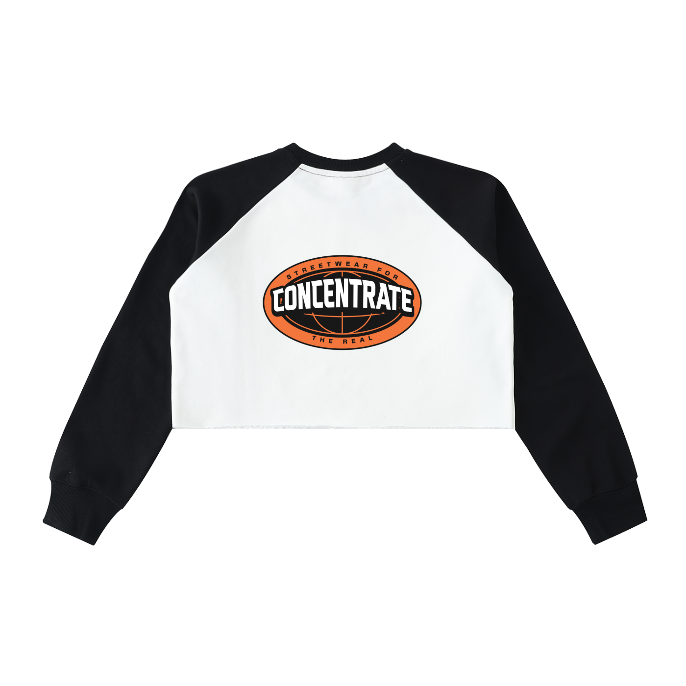 Concentrate Streetwear- The Real -   420gsm Raw-Hem Color-Block Raglan Crop Sweatshirt
