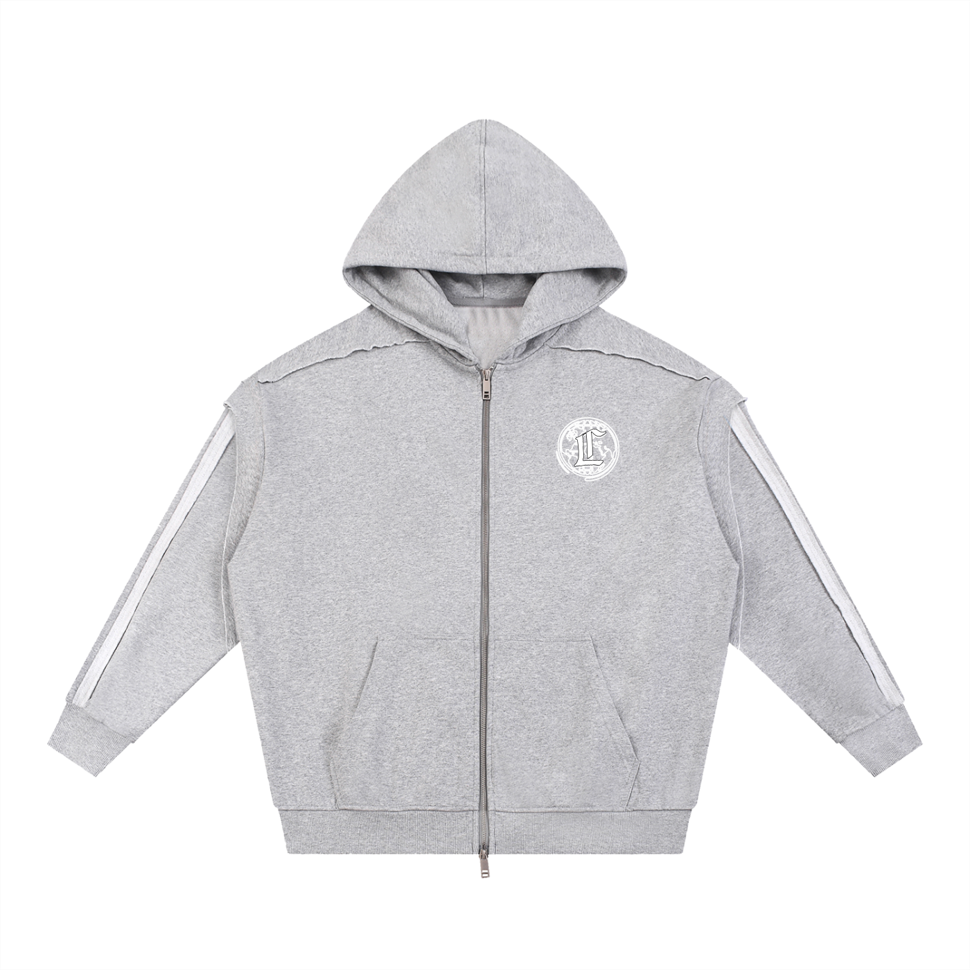 Concentrate Streetwear - CCS - 450gsm Contrast Tape Raw Edge Double Layered Zip Hoodie