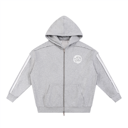 Concentrate Streetwear - CCS - 450gsm Contrast Tape Raw Edge Double Layered Zip Hoodie