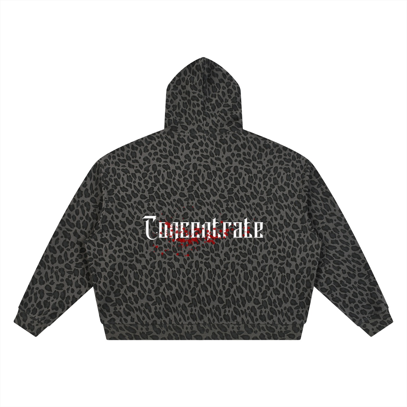 Concentrate Streetwear - Splatter - 320gsm Unisex Leopard Print Waffle Full Zip Hoodie