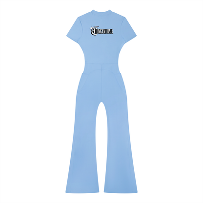Concentrate Streetwear - Starry Sea - 230gsm Women’s Tight Flared Leg Quarter-Zip Jumpsuit
