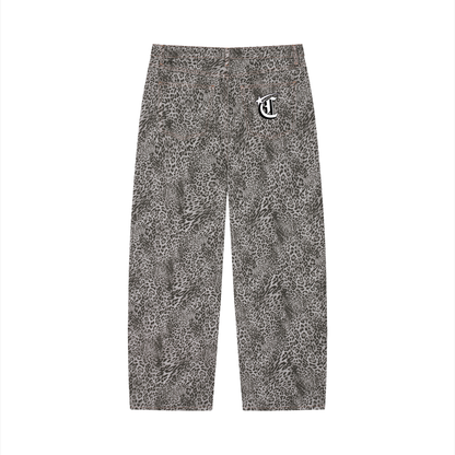Concentrate Streetwear - Unisex Vintage Wash Leopard Wide Leg Jeans