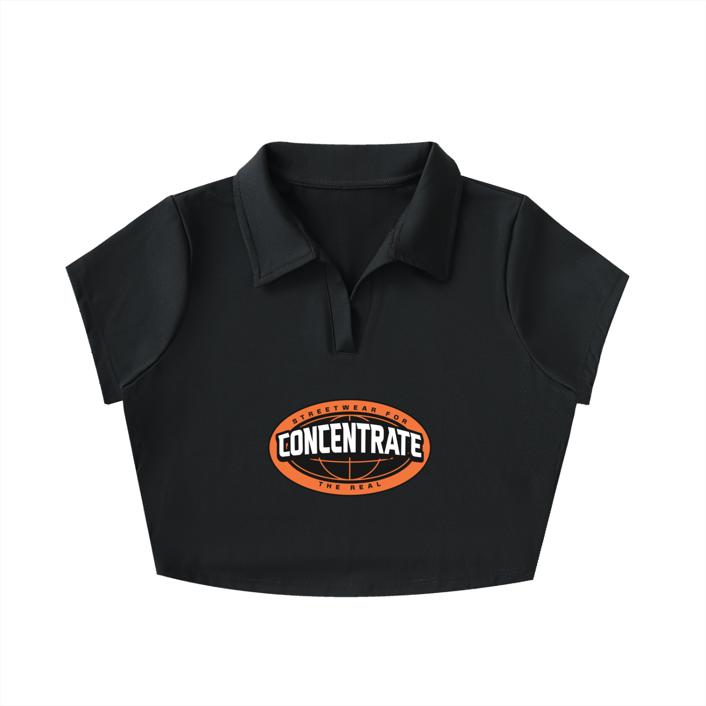 Concentrate Streetwear - The Real - 210gsm V-Neck Lapel Crop Top