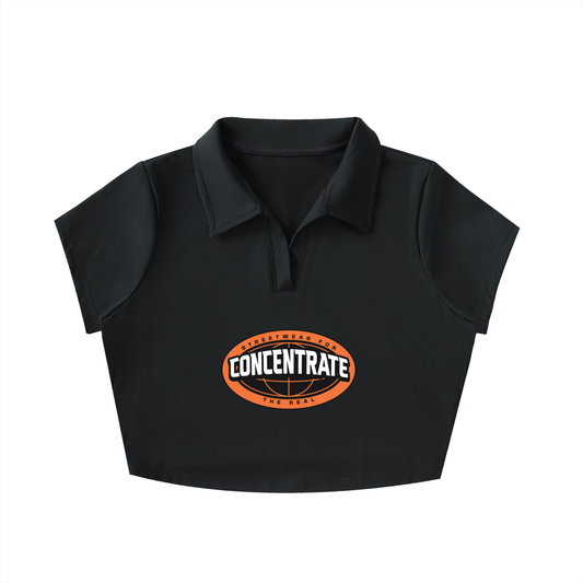 Concentrate Streetwear - The Real - 210gsm V-Neck Lapel Crop Top