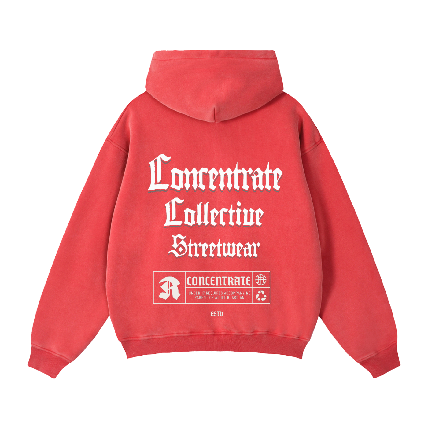 Concentrate Streetwear - CCS - 355gsm Zip-Through Boxy Fleece Hoodie