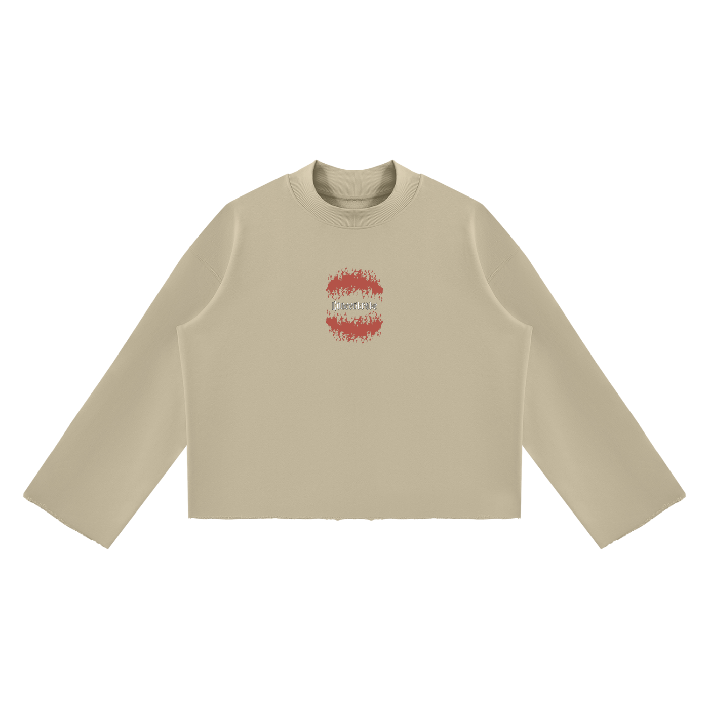 Concentrate Streetwear - Flamed - 350gsm Unisex Mock Neck Raw Edge Boxy Sweatshirt