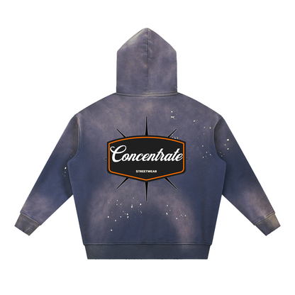 Concentrate Streetwear - 	Pure Emblem - 360gsm Vintage Washed Frayed Fleece Hoodie