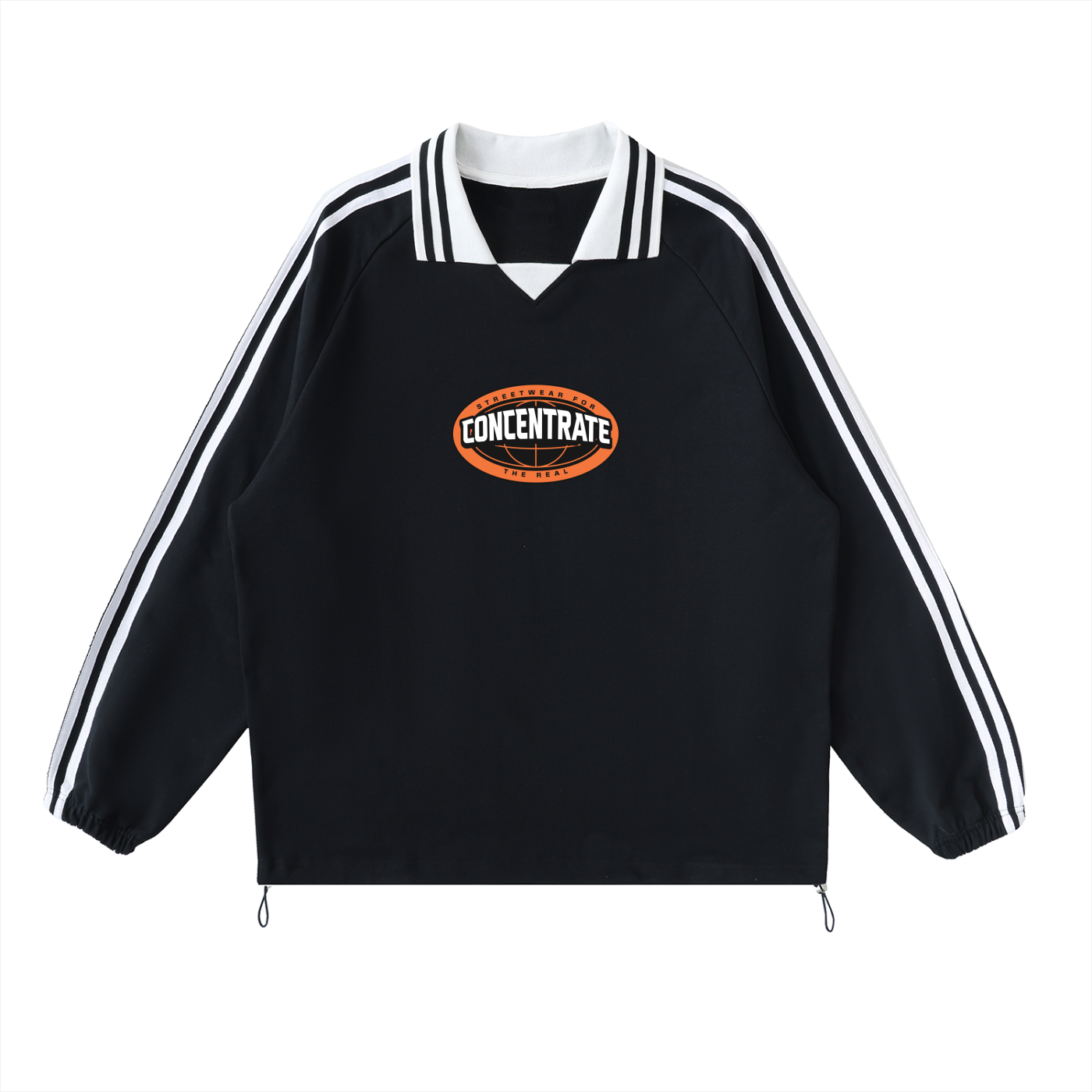 Concentrate Streetwear - The Real - 380gsm Striped Lapel Collar Sweatshirt