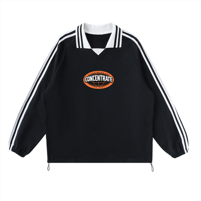 Concentrate Streetwear - The Real - 380gsm Striped Lapel Collar Sweatshirt