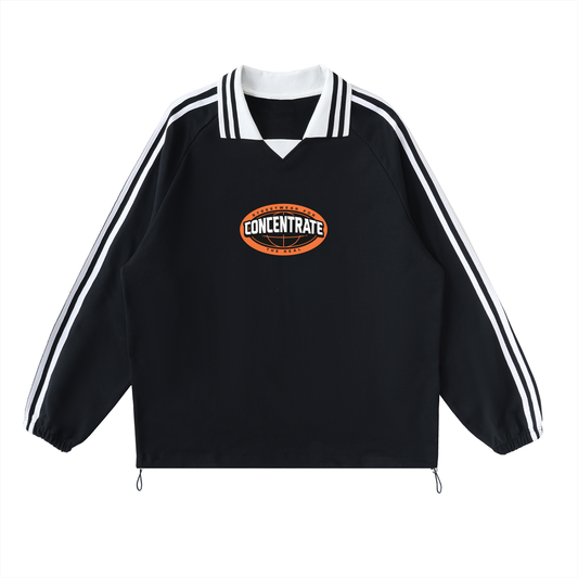 Concentrate Streetwear - The Real - 380gsm Striped Lapel Collar Sweatshirt