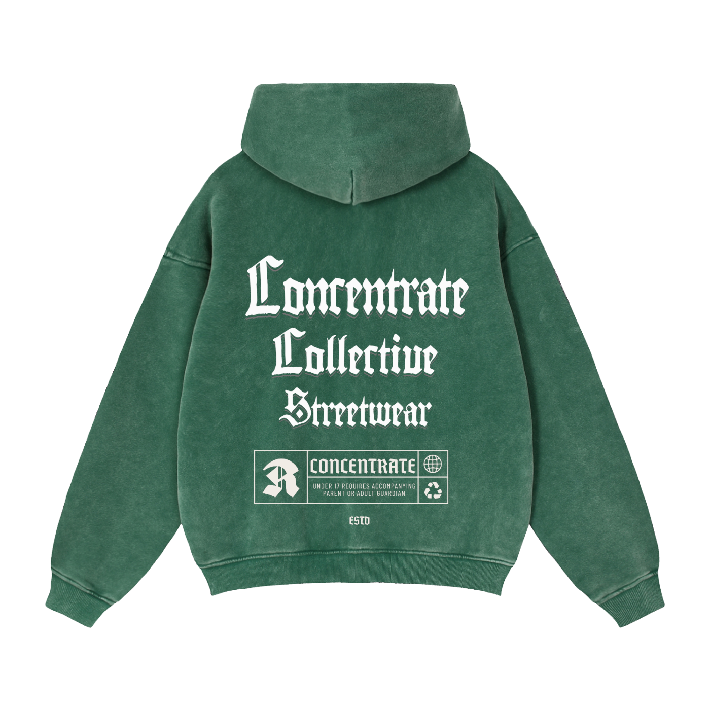 Concentrate Streetwear - CCS - 355gsm Zip-Through Boxy Fleece Hoodie