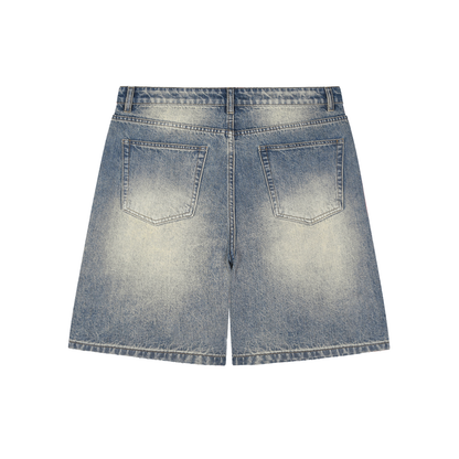 Concentrate Streetwear - Faded Distressed Baggy Denim Shorts/Jorts