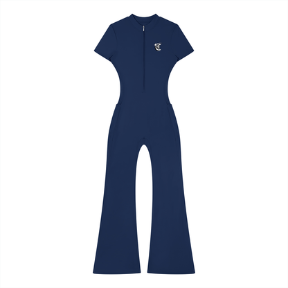 Concentrate Streetwear - Starry Sea - 230gsm Women’s Tight Flared Leg Quarter-Zip Jumpsuit