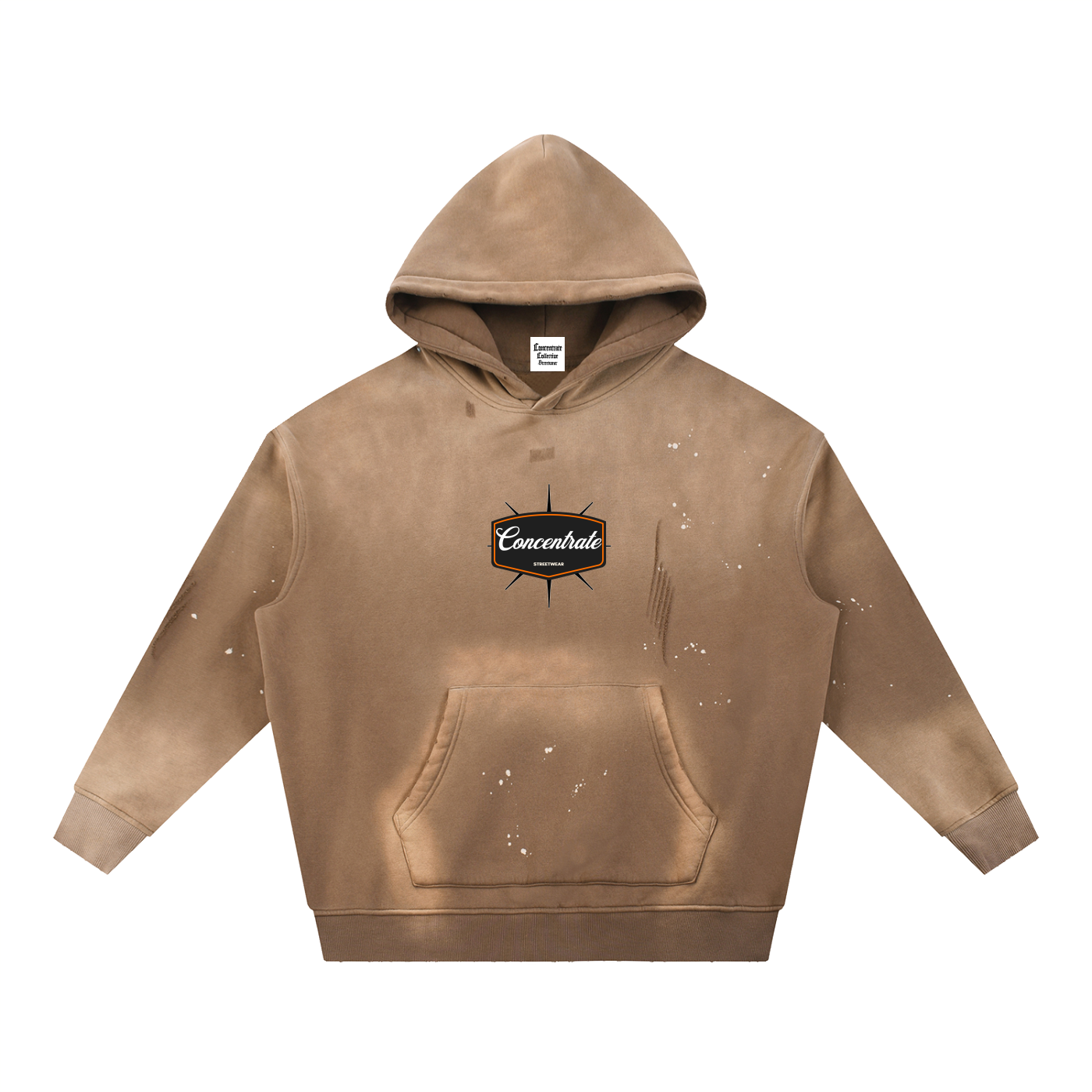 Concentrate Streetwear - 	Pure Emblem - 360gsm Vintage Washed Frayed Fleece Hoodie