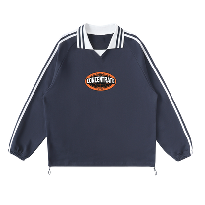 Concentrate Streetwear - The Real - 380gsm Striped Lapel Collar Sweatshirt