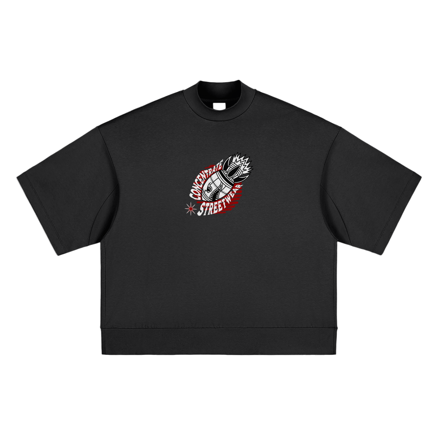 Concentrate Streetwear - Anti Control - 305gsm Massive Heavyweight Oversized Mock Neck T-shirt