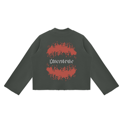 Concentrate Streetwear - Flamed - 350gsm Unisex Mock Neck Raw Edge Boxy Sweatshirt