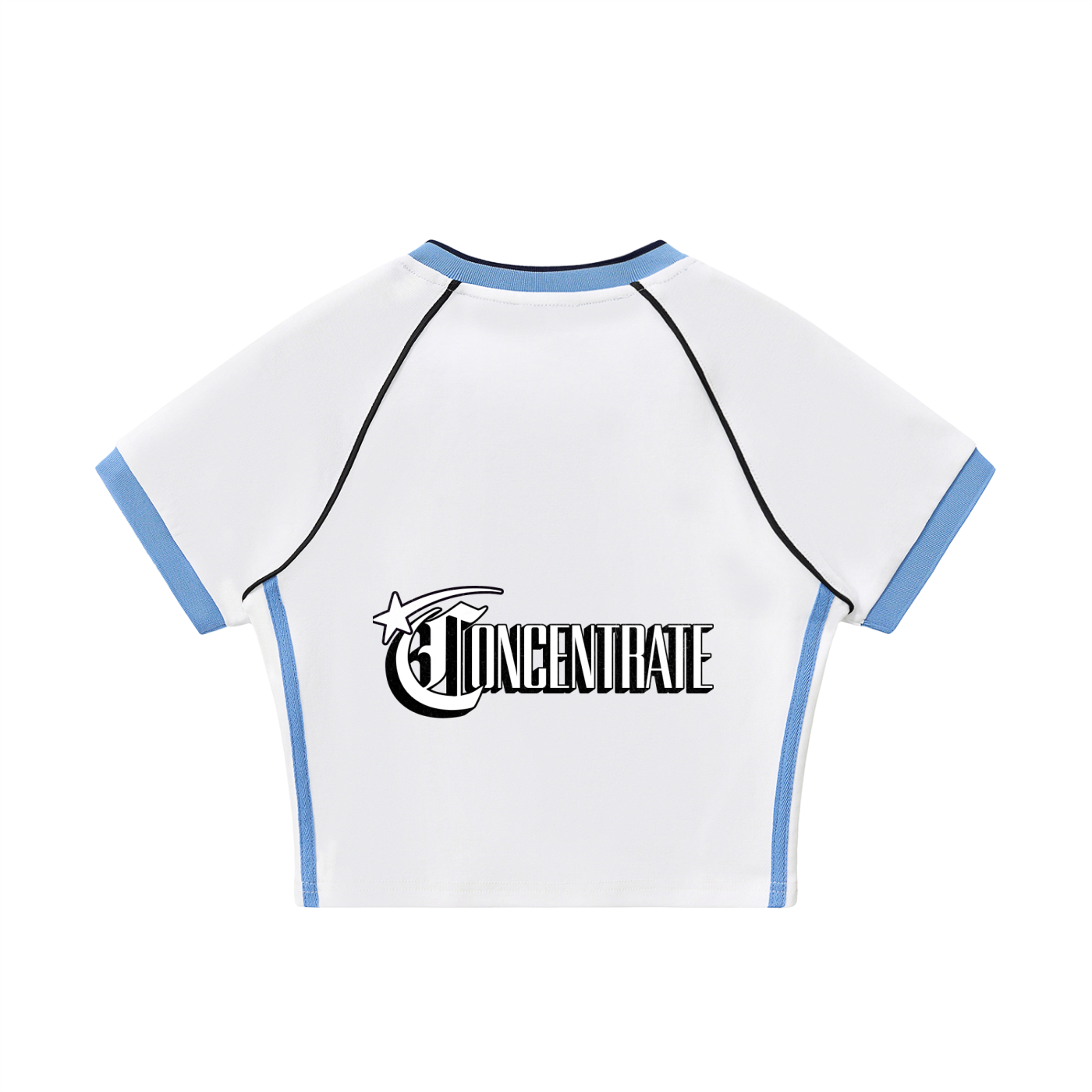 Concentrate Streetwear - Starry Sea - 260gsm Female Jersey Contrast Trim V-Neck Crop T-Shirt