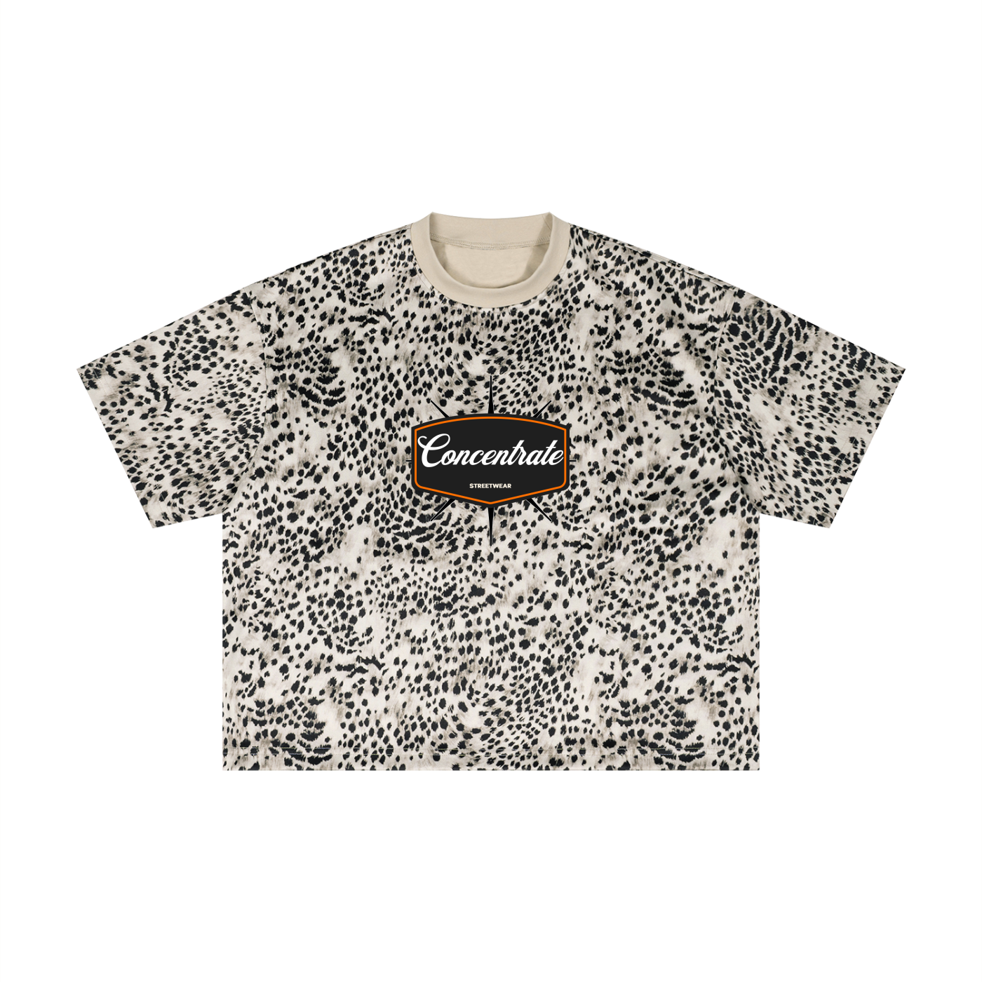 Concentrate Streetwear - 	Pure Emblem - 240gsm Unisex Leopard Print Boxy T-Shirt