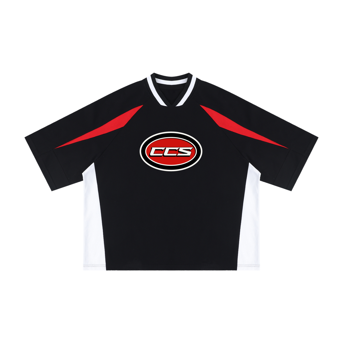 Concentrate Streetwear - Red Cent CCS - 250gsm Unisex Oversized Color Block V-Neck T-Shirt