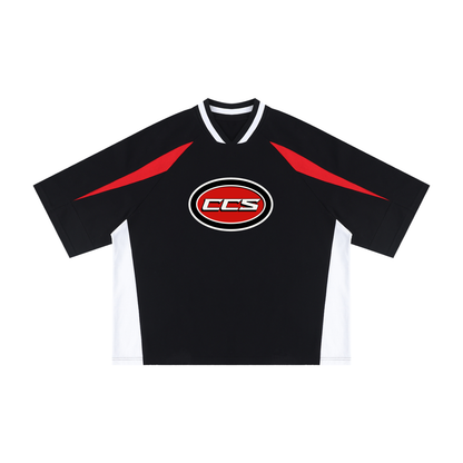 Concentrate Streetwear - Red Cent CCS - 250gsm Unisex Oversized Color Block V-Neck T-Shirt