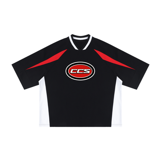 Concentrate Streetwear - Red Cent CCS - 250gsm Unisex Oversized Color Block V-Neck T-Shirt