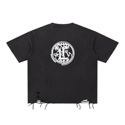 Concentrate Streetwear- CCS - 270gsm Snow Washed Raw Ripped-Hem T-Shirt