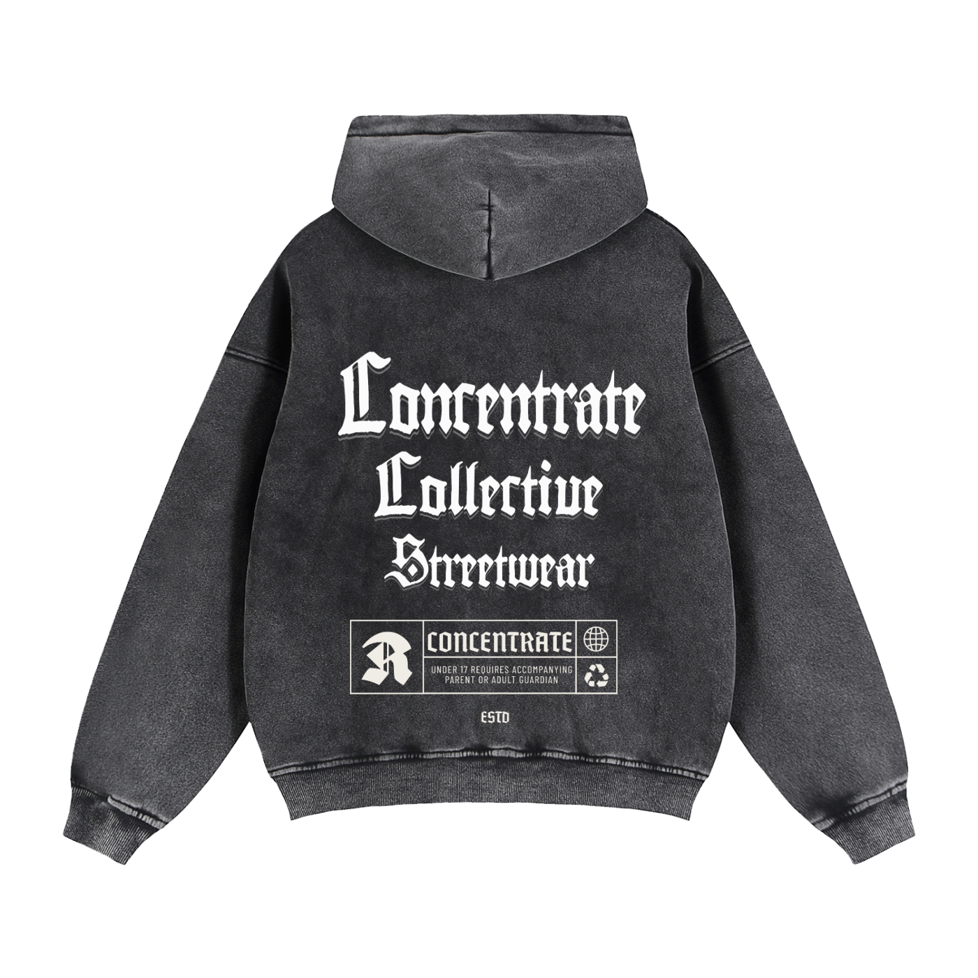 Concentrate Streetwear - CCS - 355gsm Zip-Through Boxy Fleece Hoodie