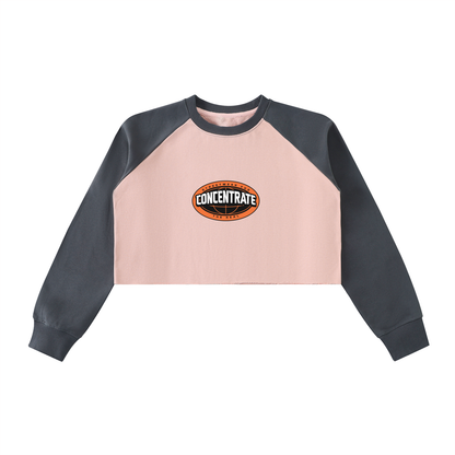Concentrate Streetwear- The Real -   420gsm Raw-Hem Color-Block Raglan Crop Sweatshirt