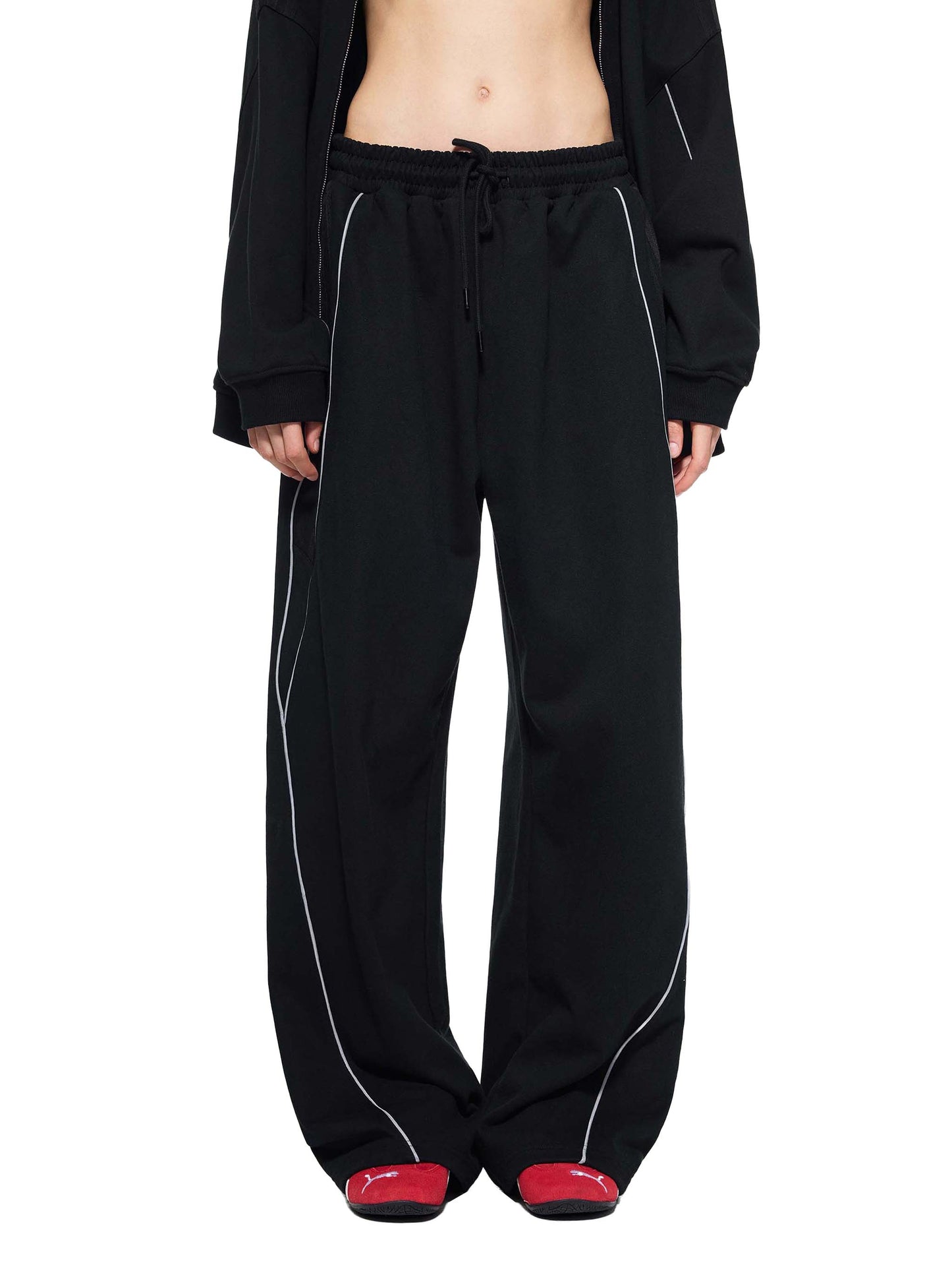 Concentrate Streetwear - Starry Sea - 365gsm Reflection Striped Straight-Leg Sweatpants