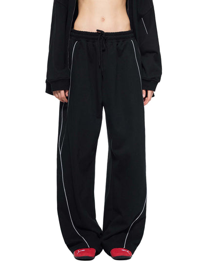 Concentrate Streetwear - Starry Sea - 365gsm Reflection Striped Straight-Leg Sweatpants