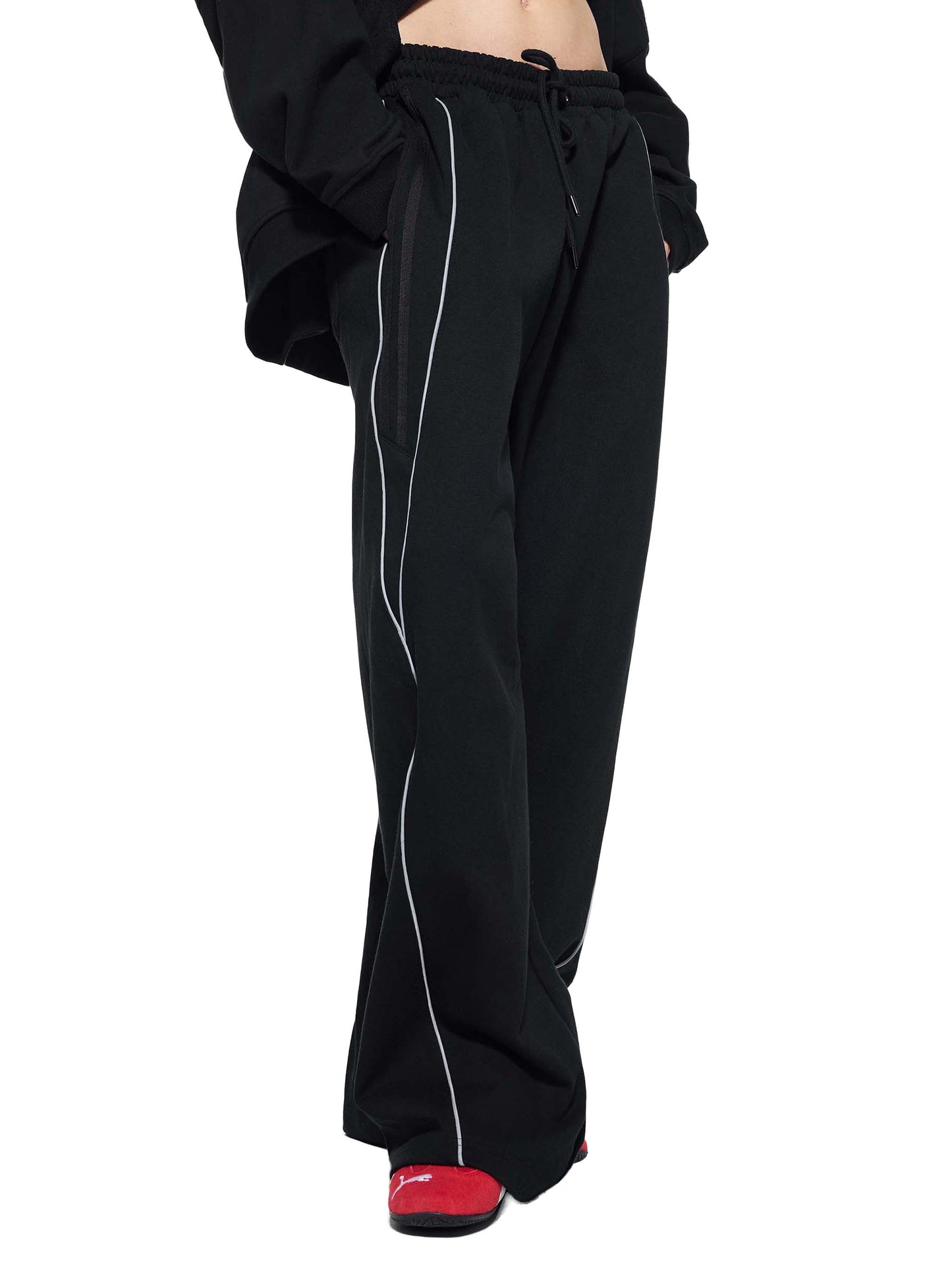 Concentrate Streetwear - Starry Sea - 365gsm Reflection Striped Straight-Leg Sweatpants