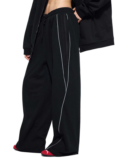 Concentrate Streetwear - Starry Sea - 365gsm Reflection Striped Straight-Leg Sweatpants
