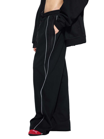 Concentrate Streetwear - Starry Sea - 365gsm Reflection Striped Straight-Leg Sweatpants