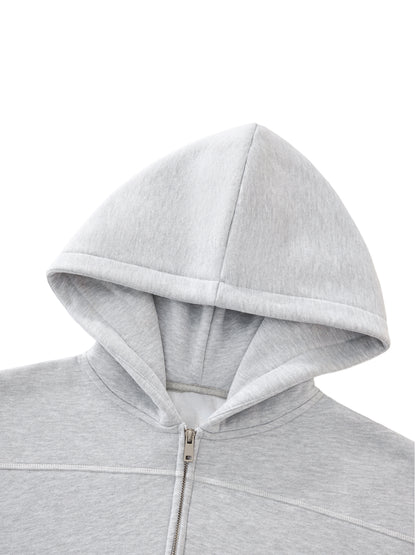 Concentrate Streetwear - CCS - 350gsm Contrast-Stitched Boxy Fleece Zip Hoodie