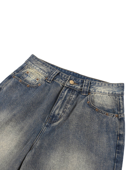 Concentrate Streetwear - Vintage Wash Baggy Denim Shorts/Jorts