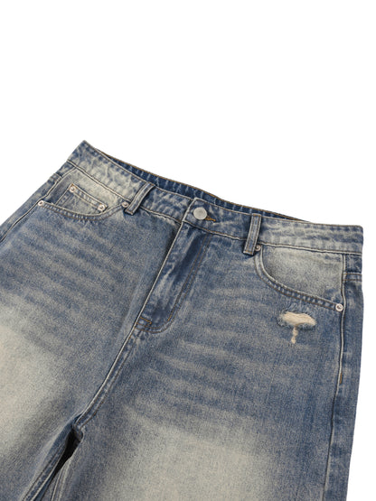 Concentrate Streetwear - Faded Distressed Baggy Denim Shorts/Jorts