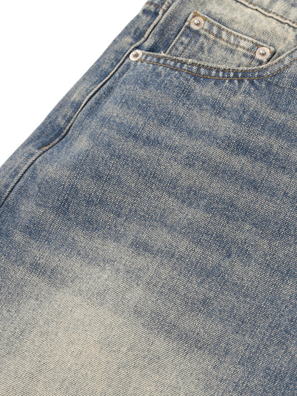 Concentrate Streetwear - Faded Distressed Baggy Denim Shorts/Jorts