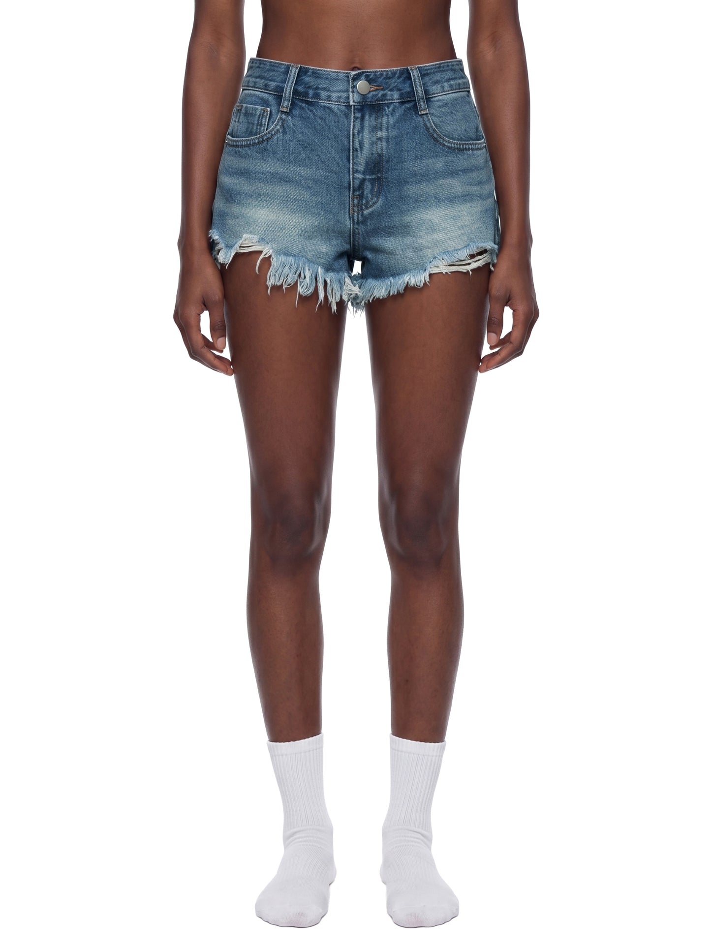 Concentrate Streetwear - CCS - Women's Vintage Wash Raw Hem Denim Shorts