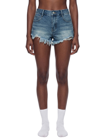 Concentrate Streetwear - CCS - Women's Vintage Wash Raw Hem Denim Shorts