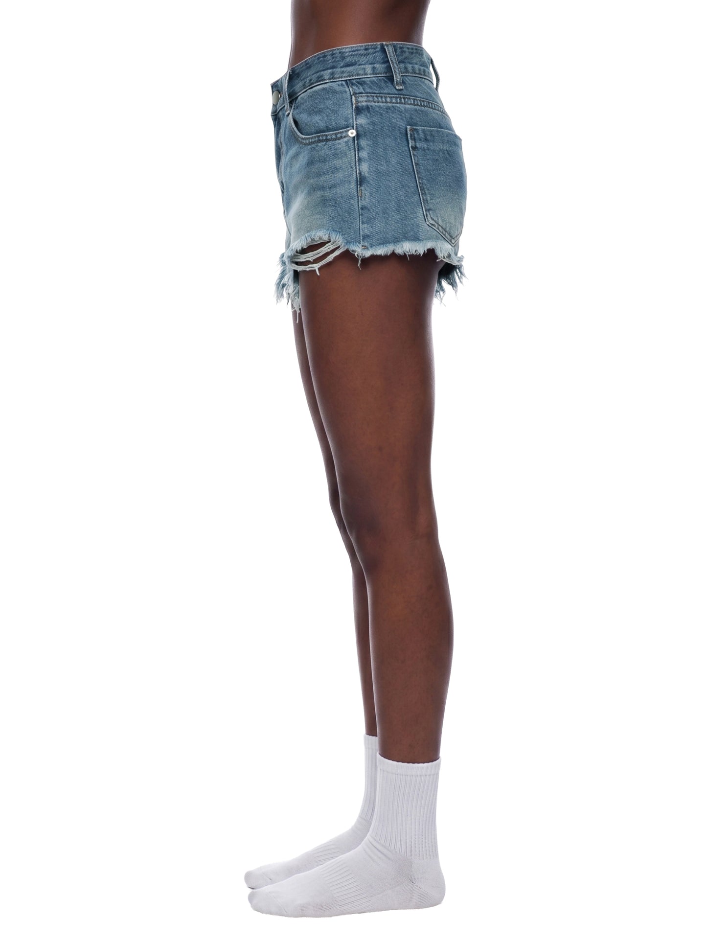 Concentrate Streetwear - CCS - Women's Vintage Wash Raw Hem Denim Shorts