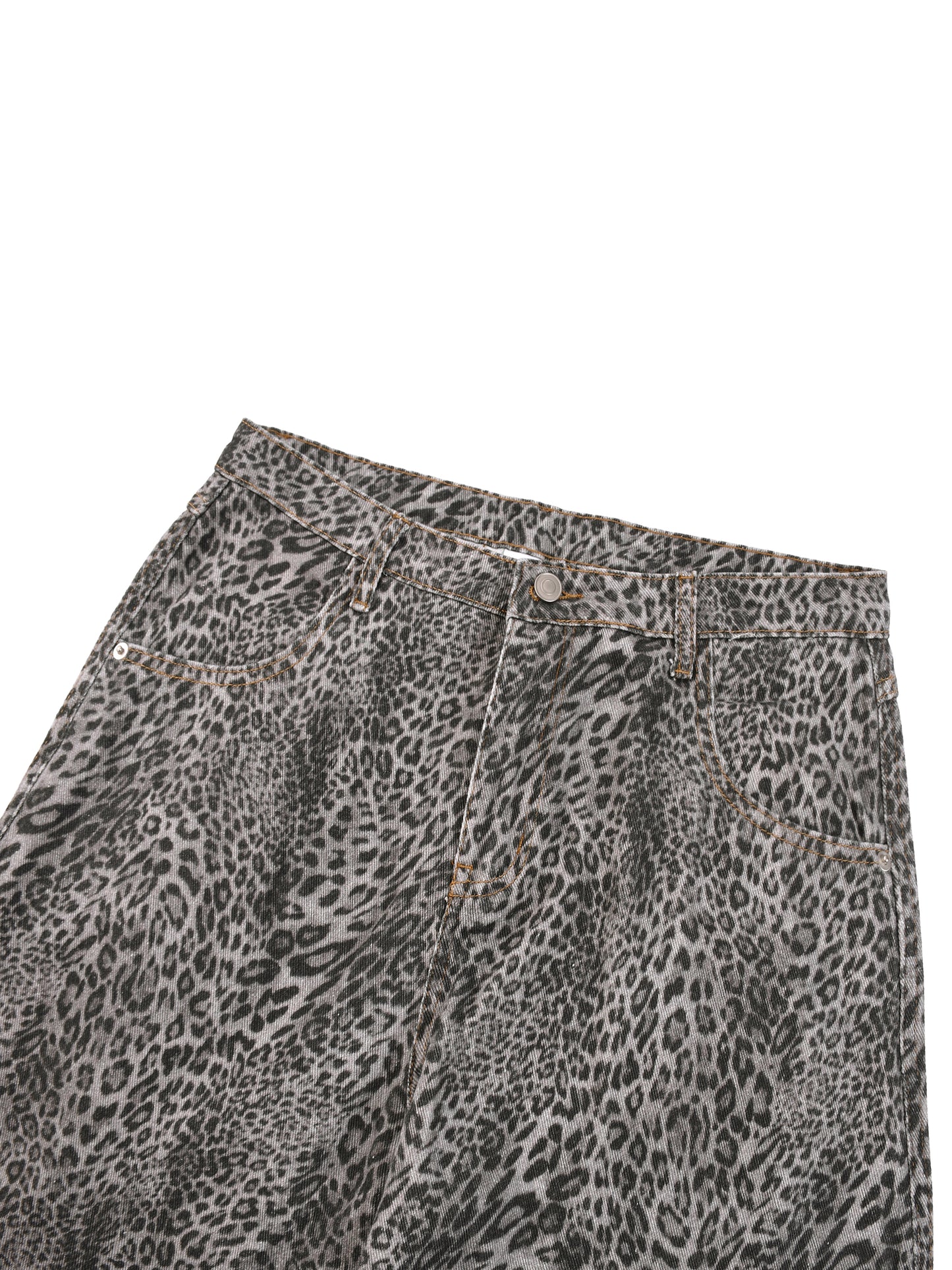 Concentrate Streetwear - Unisex Vintage Wash Leopard Wide Leg Jeans