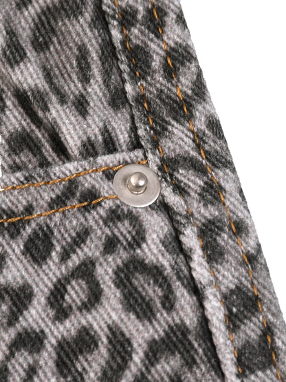 Concentrate Streetwear - Unisex Vintage Wash Leopard Wide Leg Jeans