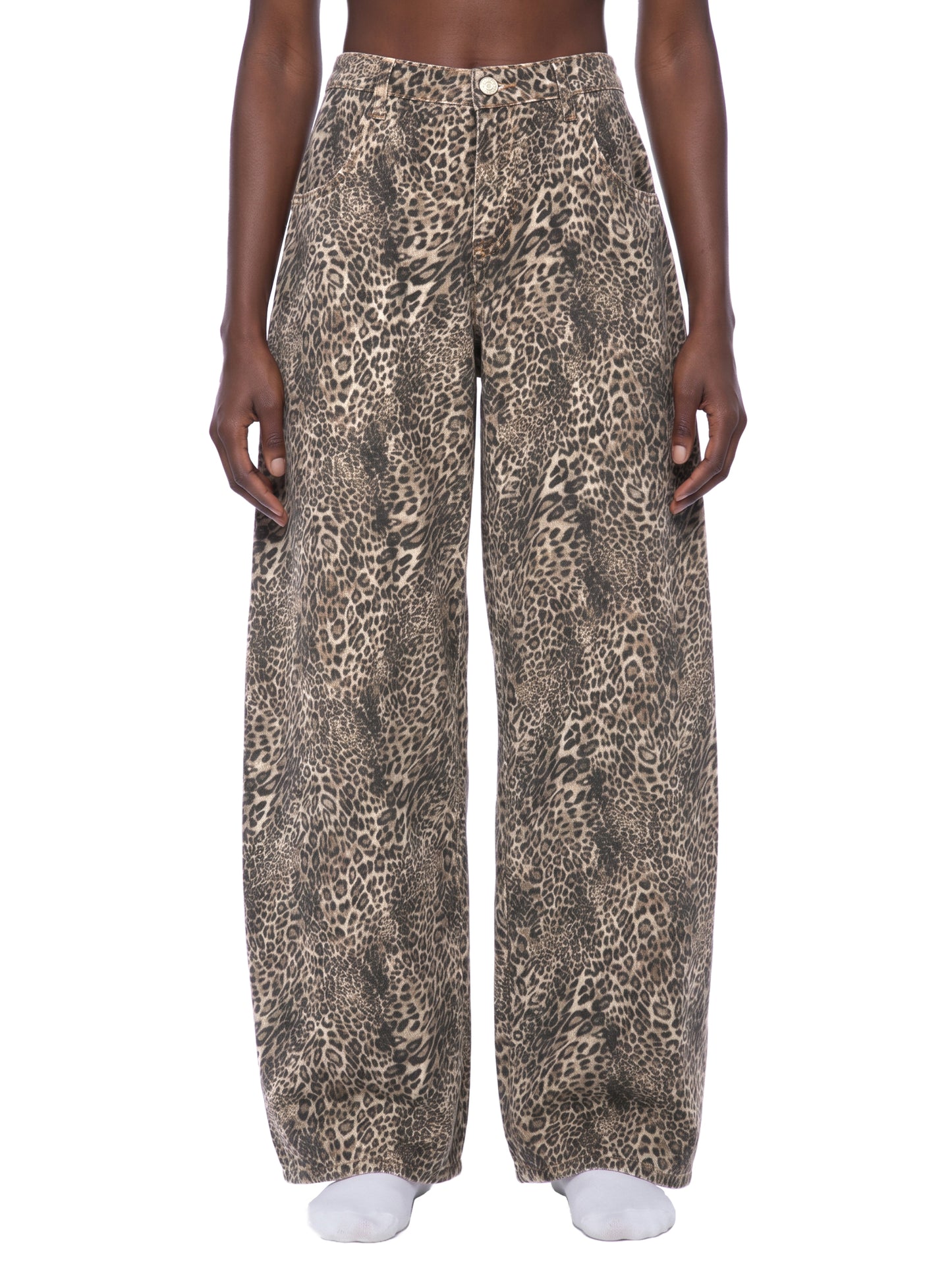 Concentrate Streetwear - Unisex Vintage Wash Leopard Wide Leg Jeans