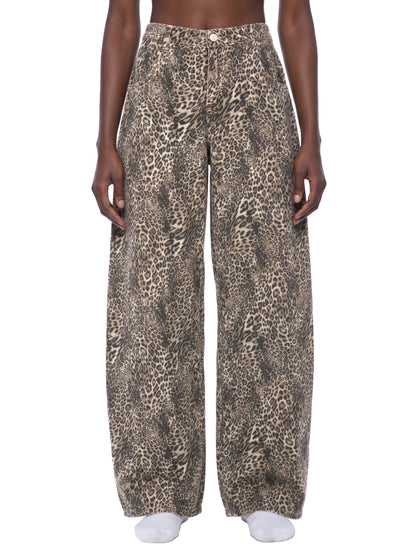 Concentrate Streetwear - Unisex Vintage Wash Leopard Wide Leg Jeans
