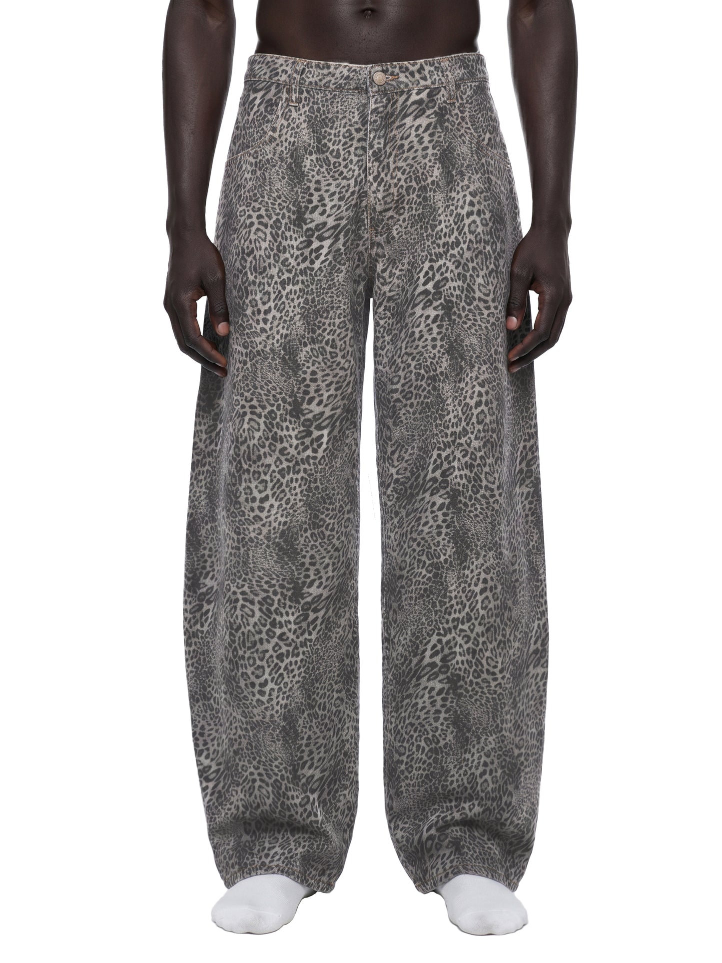 Concentrate Streetwear - Unisex Vintage Wash Leopard Wide Leg Jeans