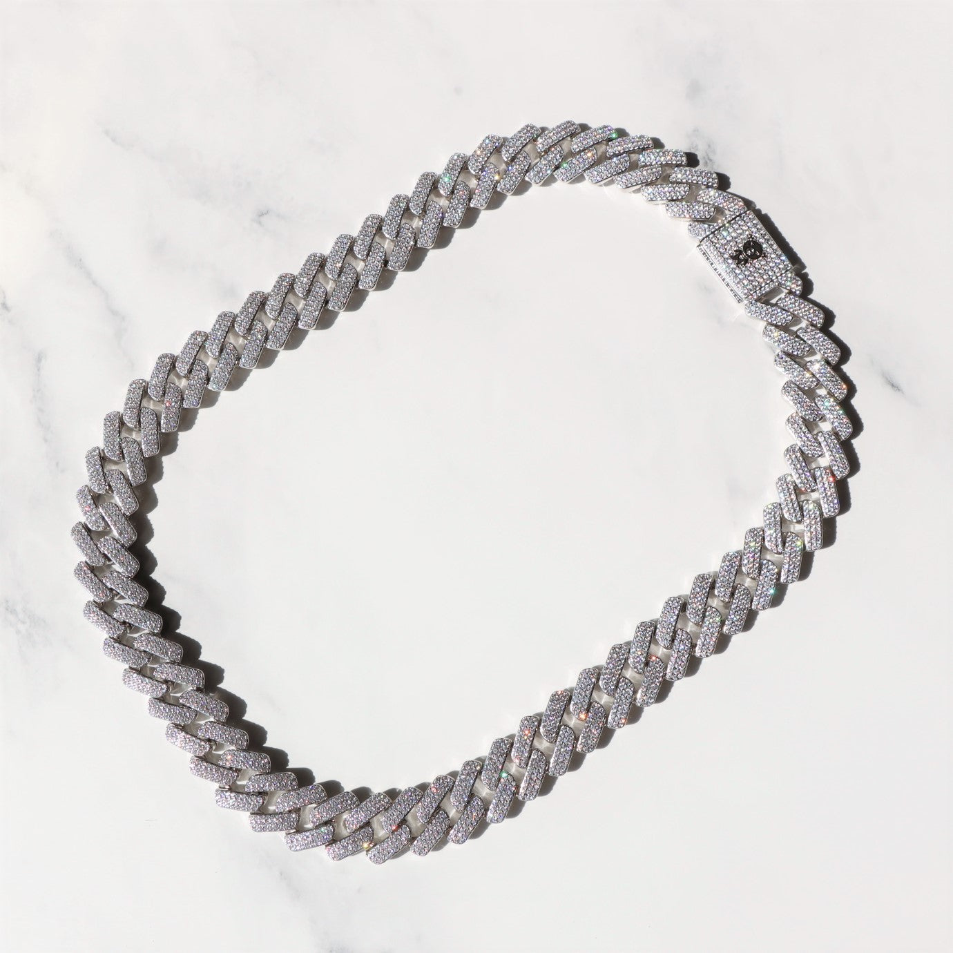 Concentrate Collective - 19mm Diamond Prong Monaco Chain in White Gold