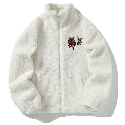 Concentrate Collective -Flower Embroidery Zip Up Thermal Jacket